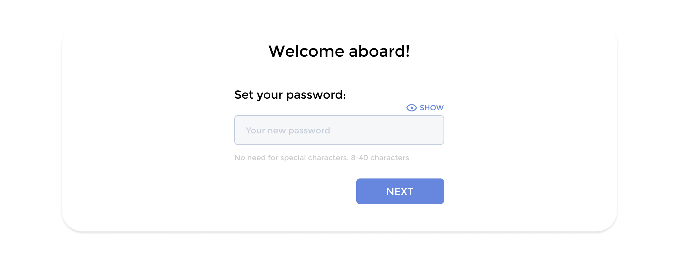 Zeropark password creation
